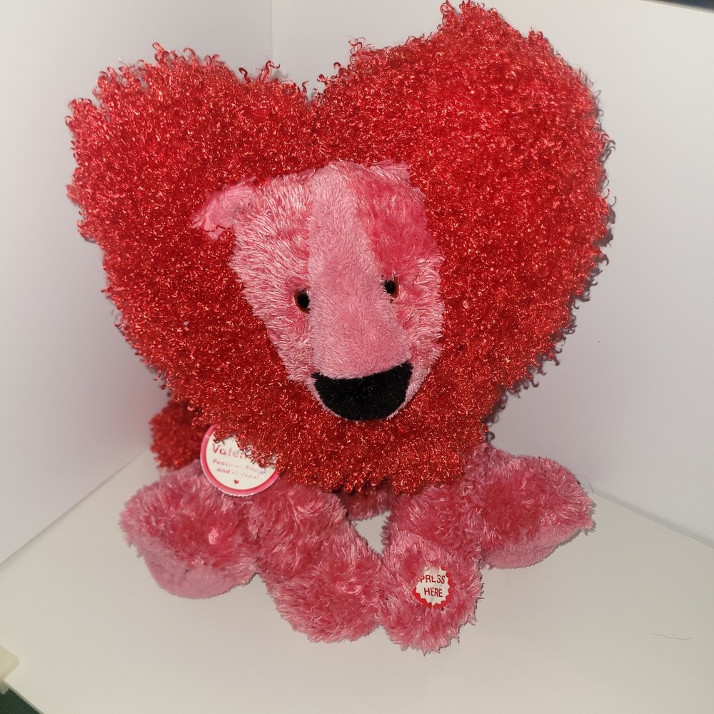 Hallmark Animated Valentine Lion Heart Plush Toy sound & motion shakes NWT SB4